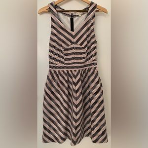 Maison Jules sleeveless A-line dress. Light pink and black dots. Size M.